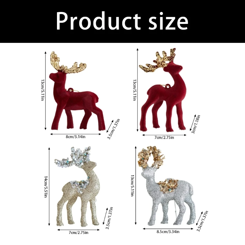 Soft Flocking Reindeer Statue Christmas Decoration Nontoxic Plastic Home Accent A2BB