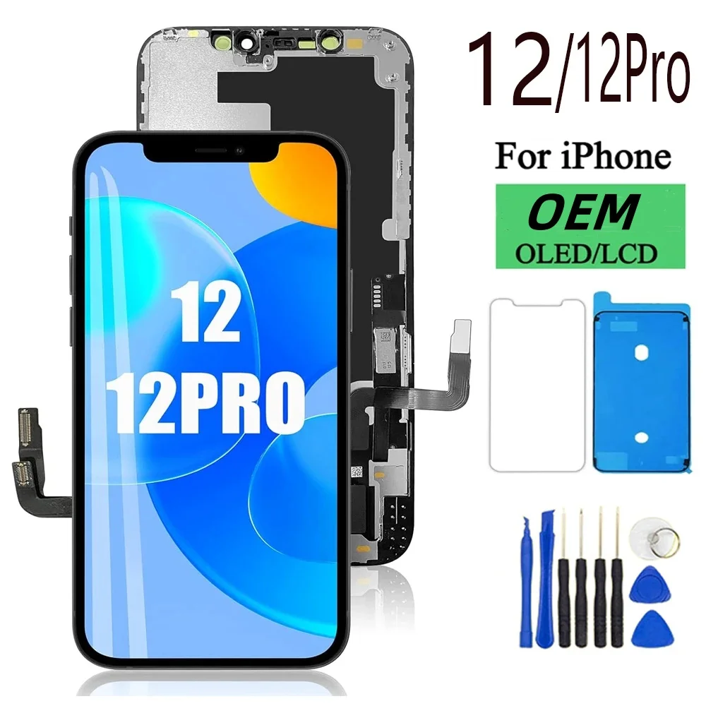 100% Excellent  OLED Pantalla for iphone 12 LCD Display Touch Screen Digitizer Assembly for iPhone 12Pro LCD Replacement