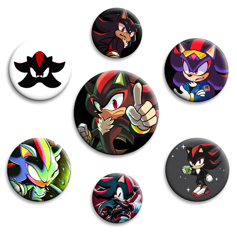 Anime Shadow The Hedgehog Cartoon Enamel Pins Creative Brooches Metal Badge on Backpack Clothing Decor Jewelry Accessories Gifts