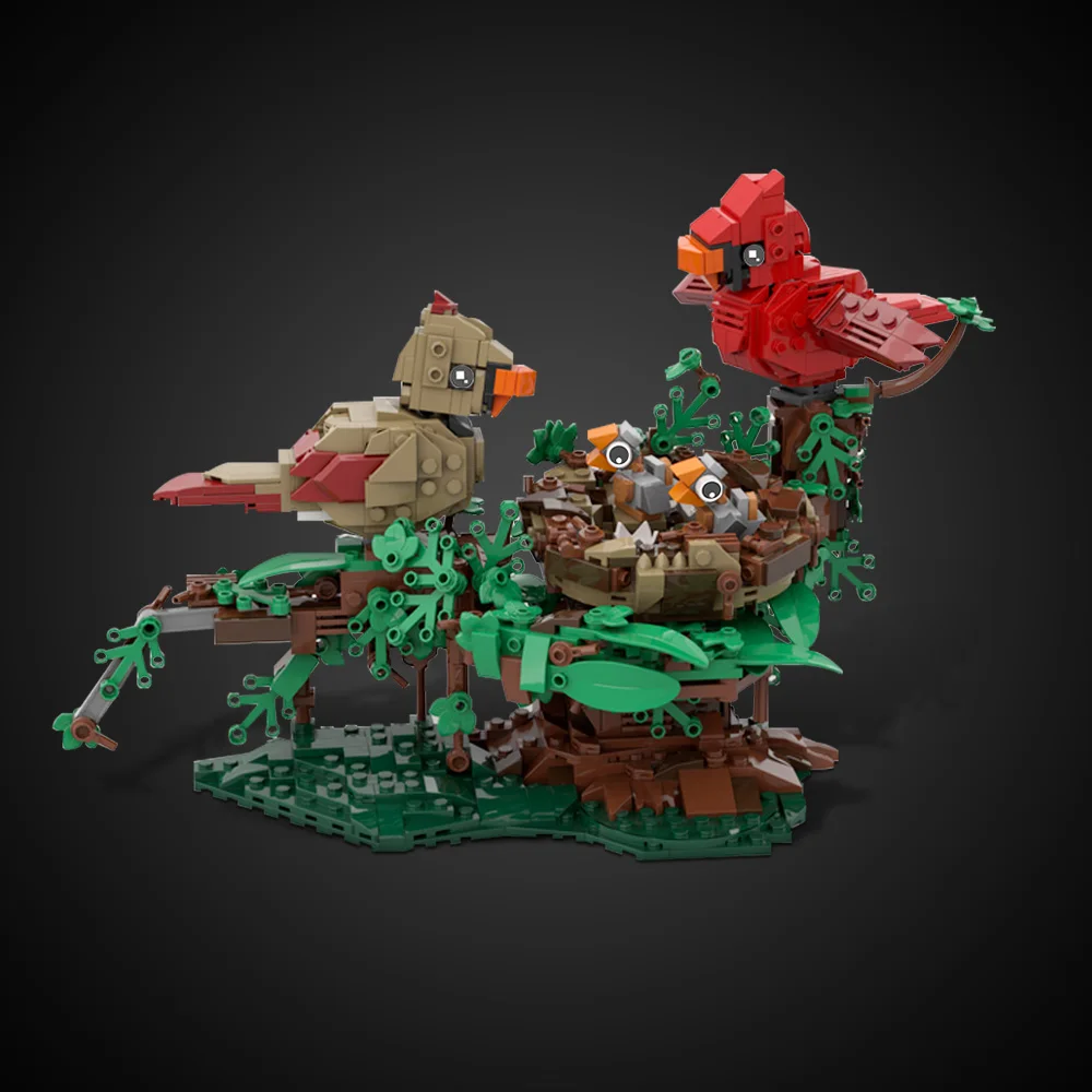 Gobricks MOC Northern Cardinals with Nest Building Blocks Model 31154 Sparrow Bricks Living Room brick Toy Children Gift