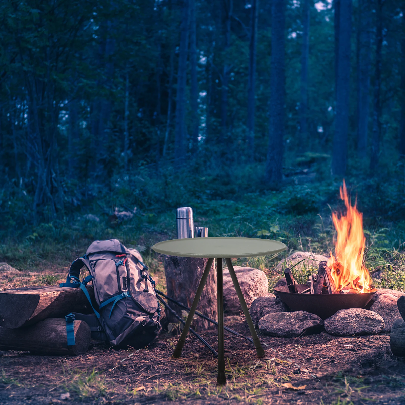 

Outdoor Folding Round Military Green Camping Equipment Aluminum Alloy Portable Picnic Travel Foldable Camping Equipment