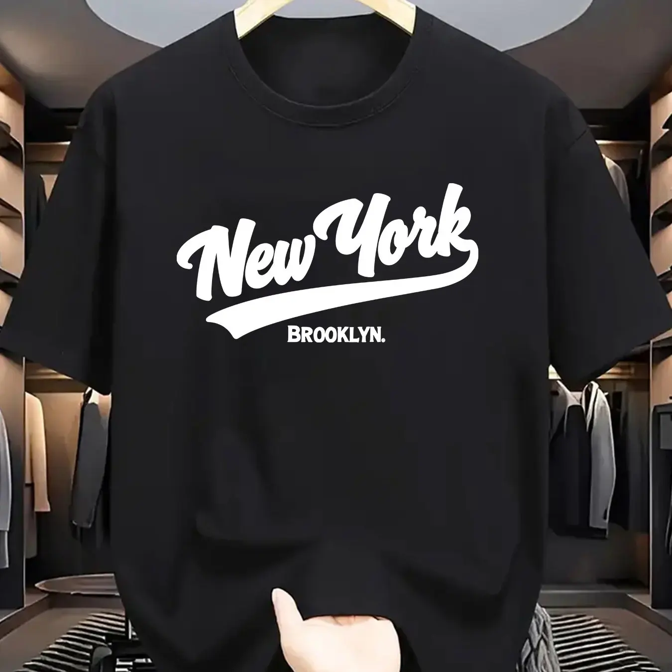

Лето 2026, женская хлопковая футболка, модная повседневная спортивная футболка с круглым вырезом и короткими рукавами с буквенным принтом New York Brooklyn
