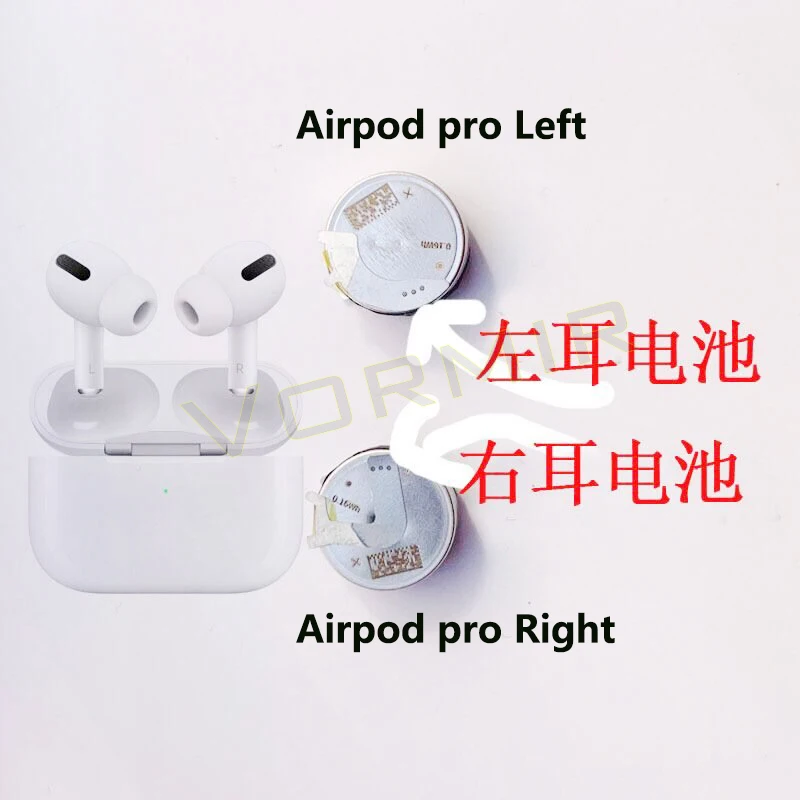 Vormir – batterie pour Apple Airpods Pro 168mAh, une paire de Batteries gauche et droite, pièce de rechange