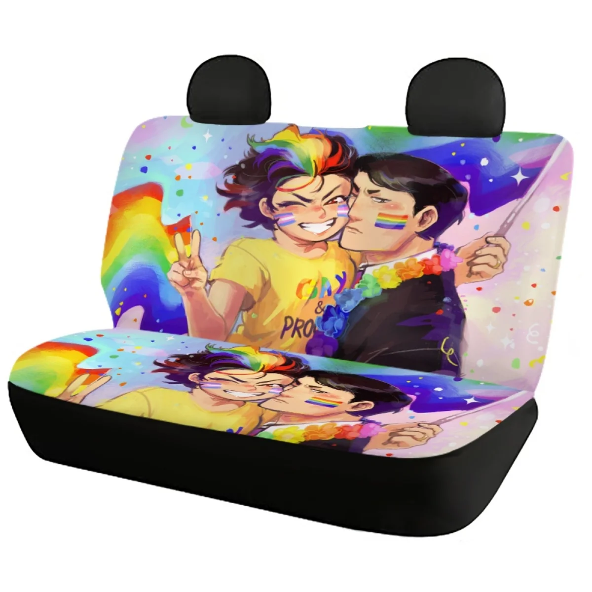 Front&Back Car Interior Seat Covers  LGBT Pride Pattern Easy Install Auto Seat Cover for Track Sedan чехлы на сиденья машины