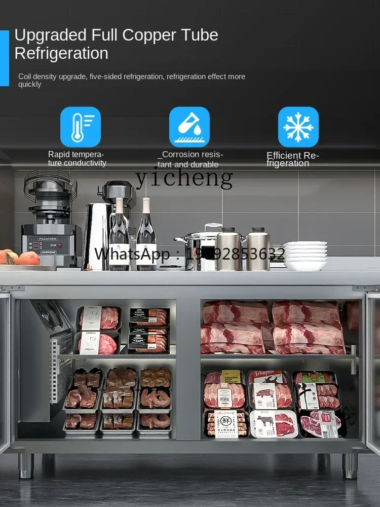 

BB Kitchen Workbench Commercial Air-Cooled Stainless Steel Freezer Freeze Storage Double Temperature Flat Freezer