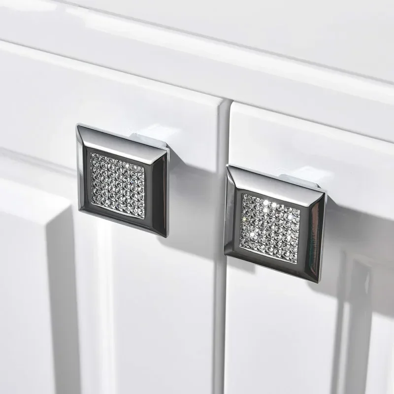 1PC Home Kitchen Decor Modern Diamond Knobs Crystal Drawer Cabinet Cupboard Wardrobe Door Handle Pulls Home Improvements