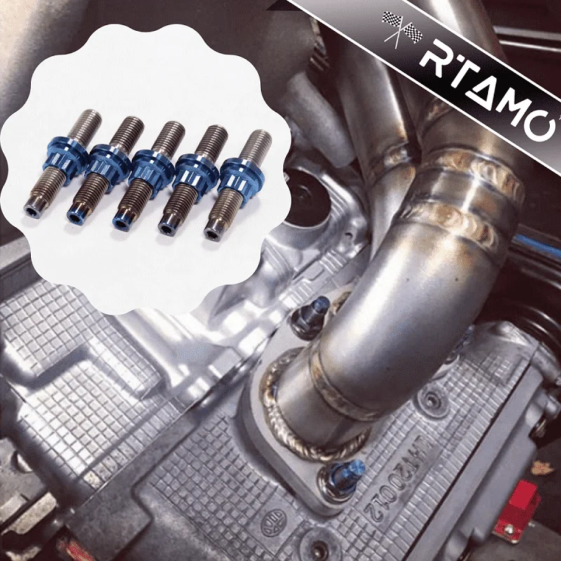 RTAMO Gr5 Titanium Bolt M8X45 M10X55mm Automotive Exhaust Manifold Stud Set Screw Nut Washer Kit 5/8/10 Pieces