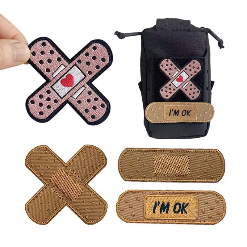 Image of 1 Stück, 2 Stück/ 'I'm OK' Moral-Badges, Wundpflaster mit Klettverschluss, Pflaster mit gestickter Applikation, taktisches Emblem für Kleidung, Rucksack