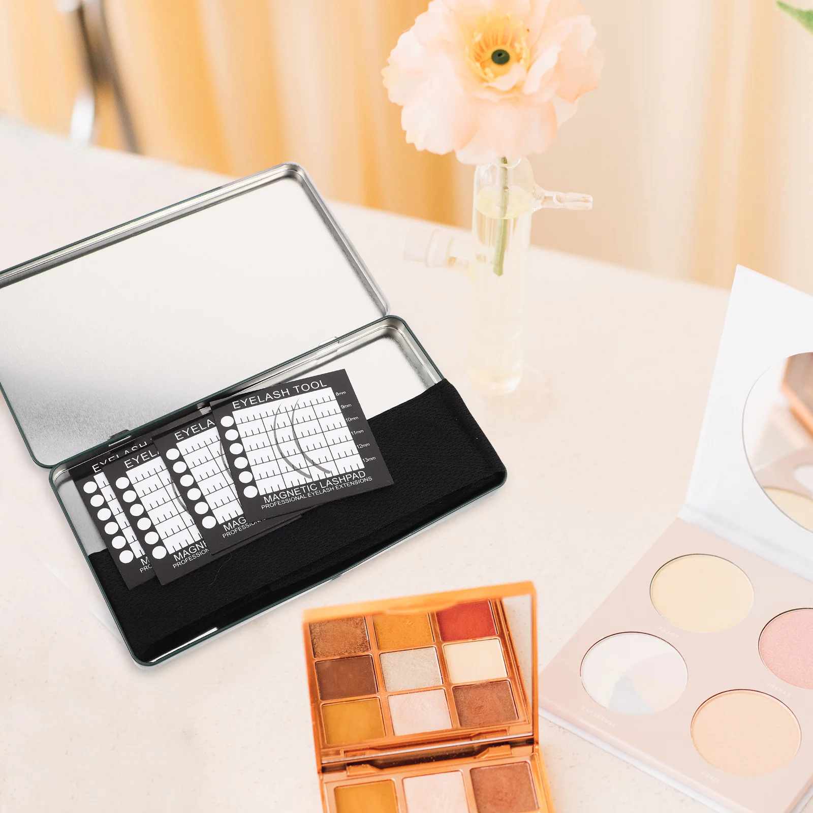 مجموعة واحدة من صندوق تخزين حامل الوسادة المغناطيسية لتمديد الرموش بتصميم مدمج لفناني الرموش الاحترافي، حقيبة تنظيم محمولة مع #5