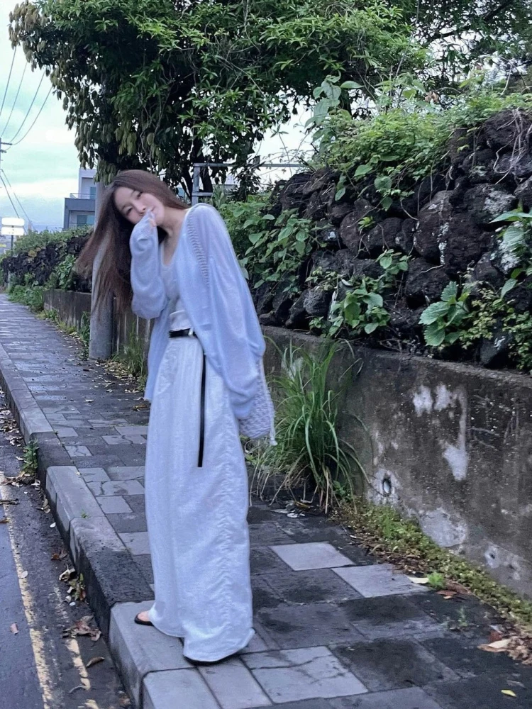 سترة نسائية مفتوحة محبوكة من East Gate Fre Light كسول Sle ناعمة قابلة للتنفس للحماية من الشمس irt صيفية رقيقة وناعمة على شكل حرف V...