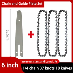 6 Inch 1/4LP.043 37DL Chain And Guide Plate Set Mini Chainsaw Replacement Cordless Electric Saw Chain Wood Cutting Sharp Chains