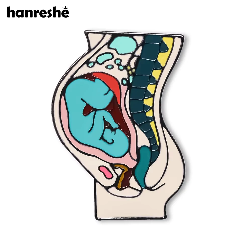 Hanreshe Obstetrics Enamel Baby Pin Medical Gynecology Anatomy Brooch Lapel Badge Jewelry for Dcotor Obstetricians Midwife