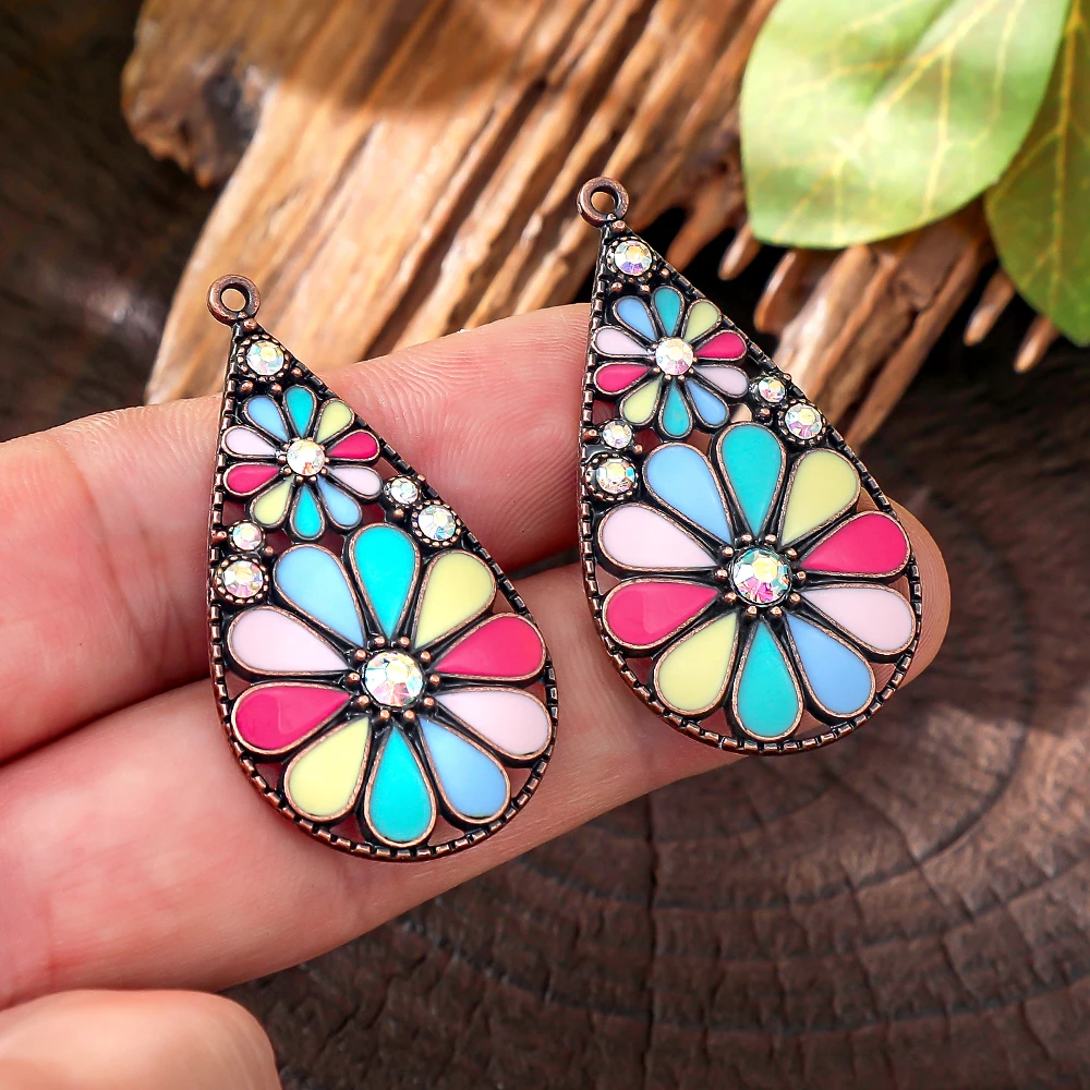 Vintage Boho Oil Drop Accessories DIY Jewelry Handmade Statement Geometric Inlay Rhinestone Daily Wear Party Decors Work Gifts