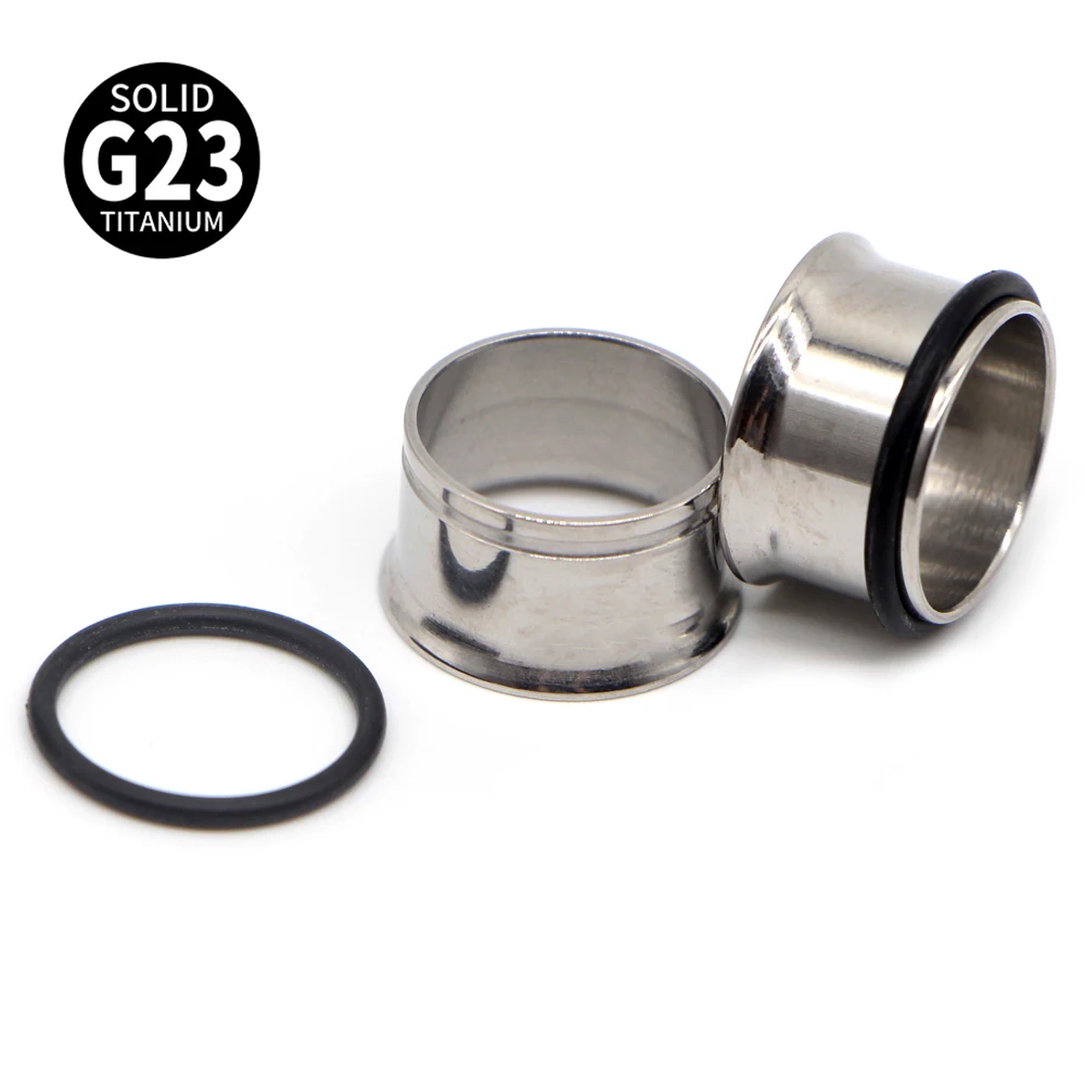 1 paio G23 Titanium Single Flare Ear Tunnel Plugs Flesh Gauge Expander barelle con O-Ring Body Piercing Jewlery 1.6mm-25mm