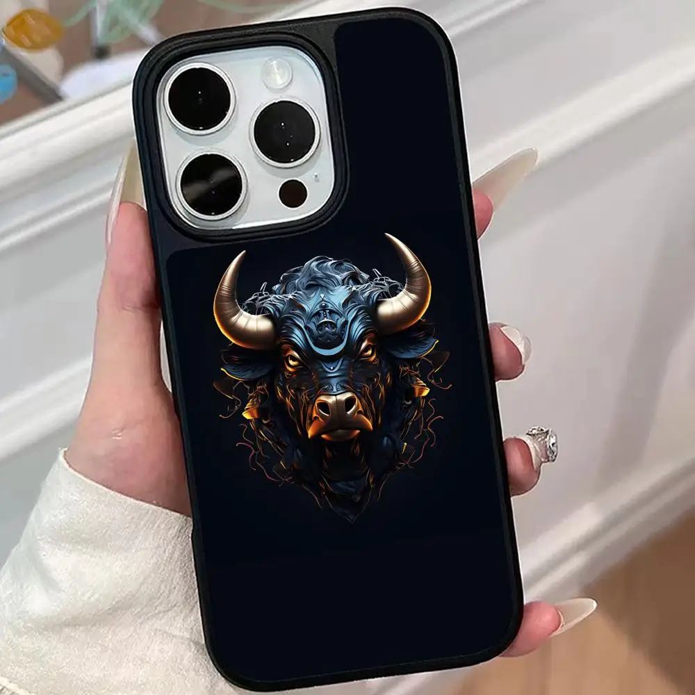 

Bull Head Phone Case for iPhone 17 16 15 14 13 12 11 Air Pro Max Plus Matte Surface Cover
