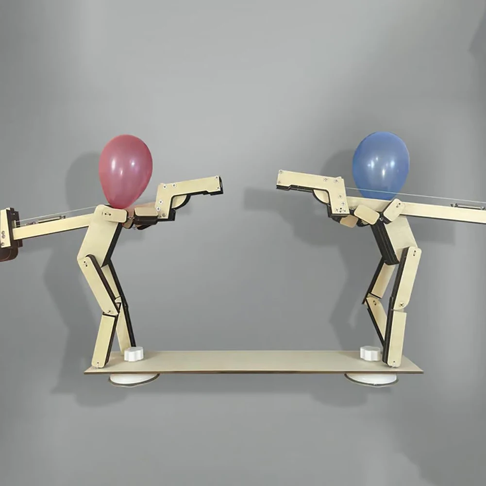 

Hand-made Wooden Shooting Puppets Balloon Game Whack A Balloon Strategys Board Game 2 Players Fast-Paced Balloon Battling Game