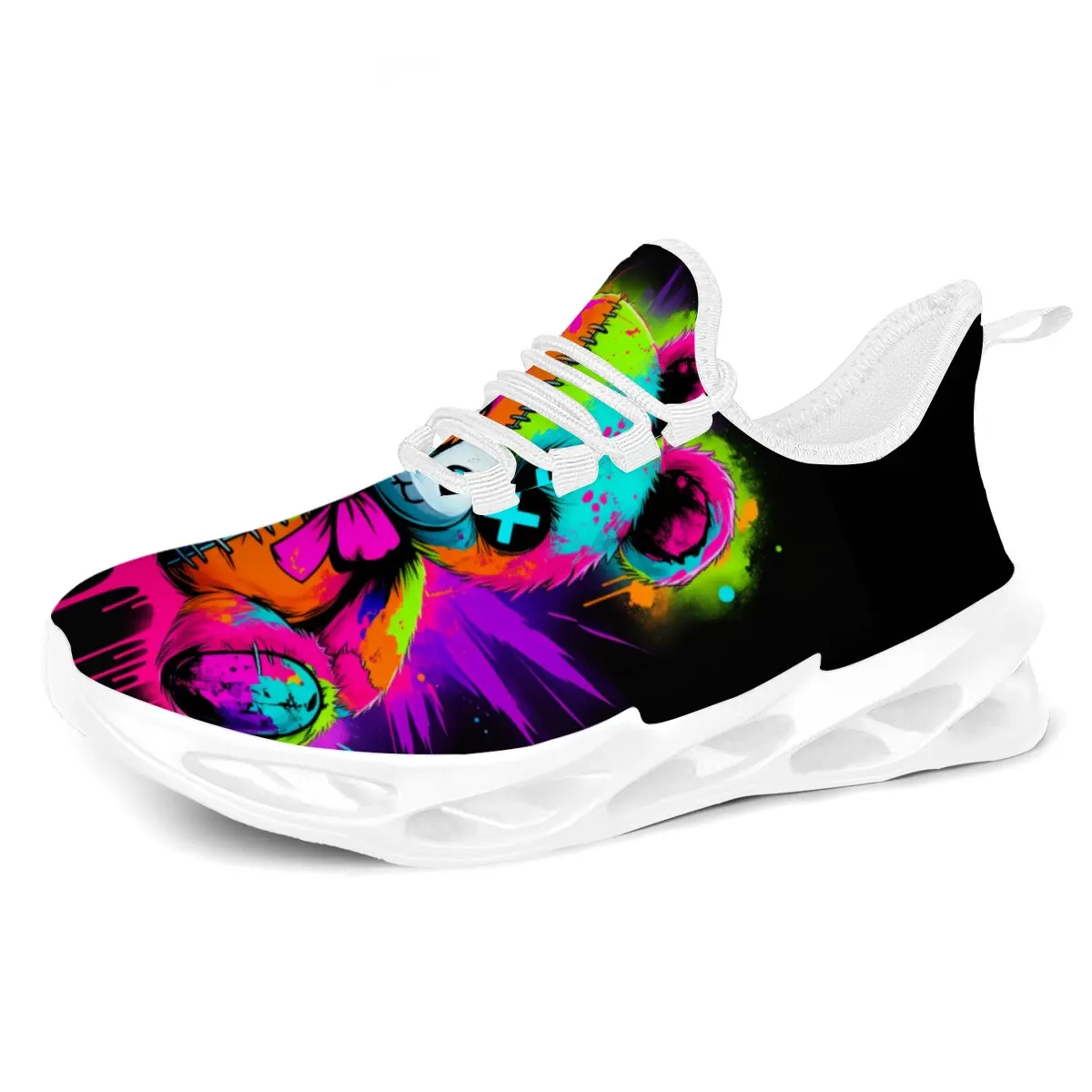 

Graffiti Cartoon Bear Casual Sneakers New Men's Shoes Breathable Lightweight Casual Sneakers Summer White Running Shoes