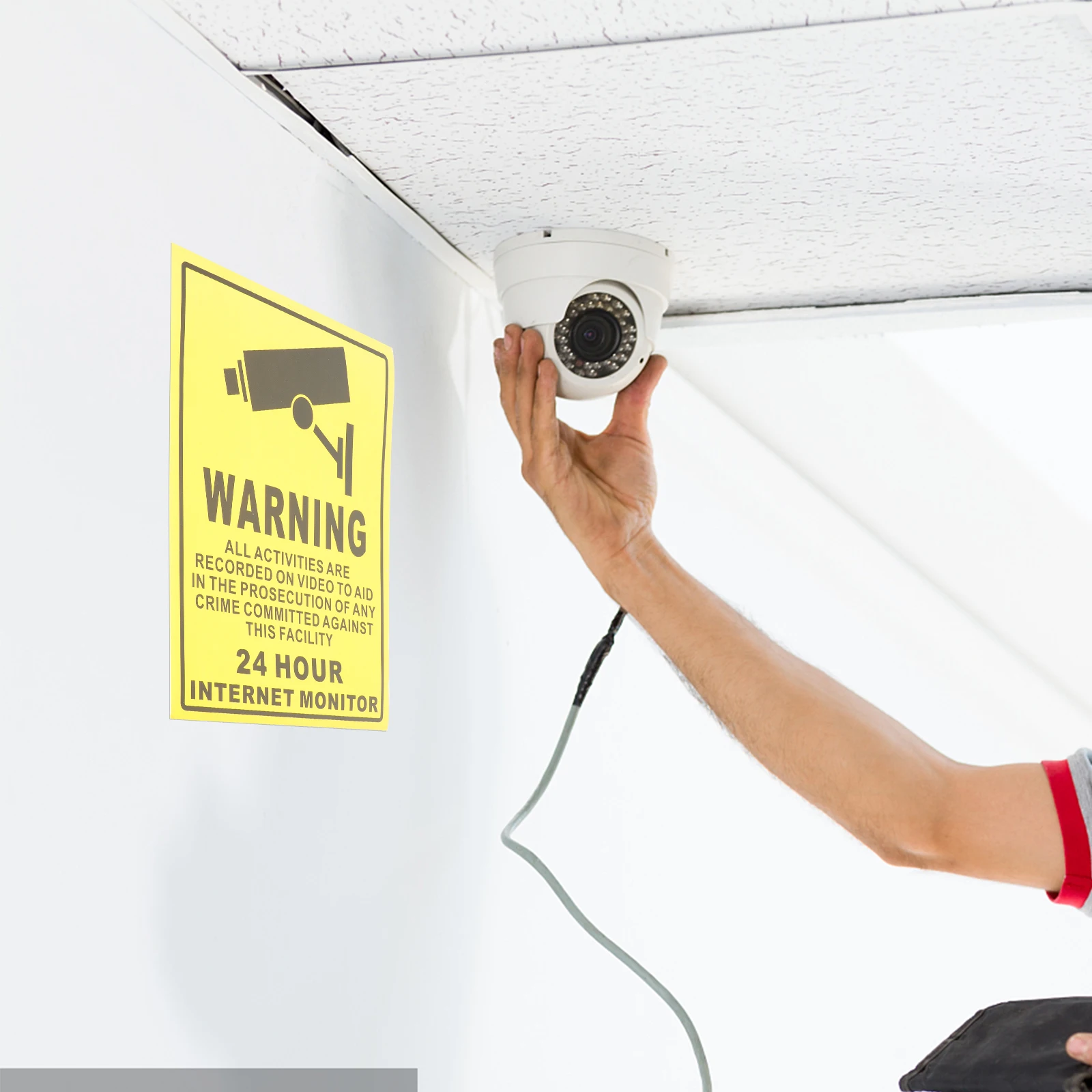 

PVC Self-adhesive Sticker Decal Security Camera Sign 24 Hour Warning Sticker Employees Traffic Safety