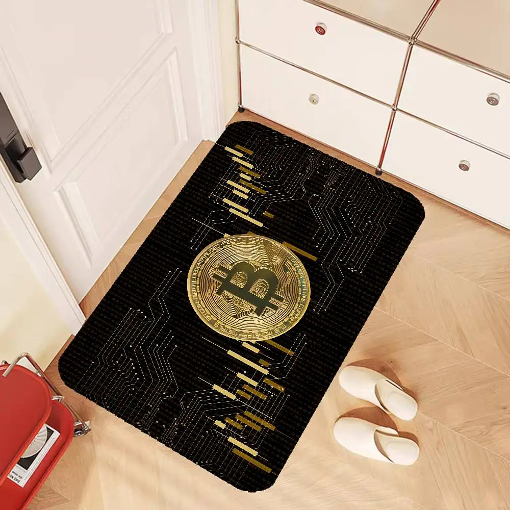 Trends Bitcoin Floor Mat Cheaper Anti-slip Modern Living Room Balcony Printed Bedside Mats