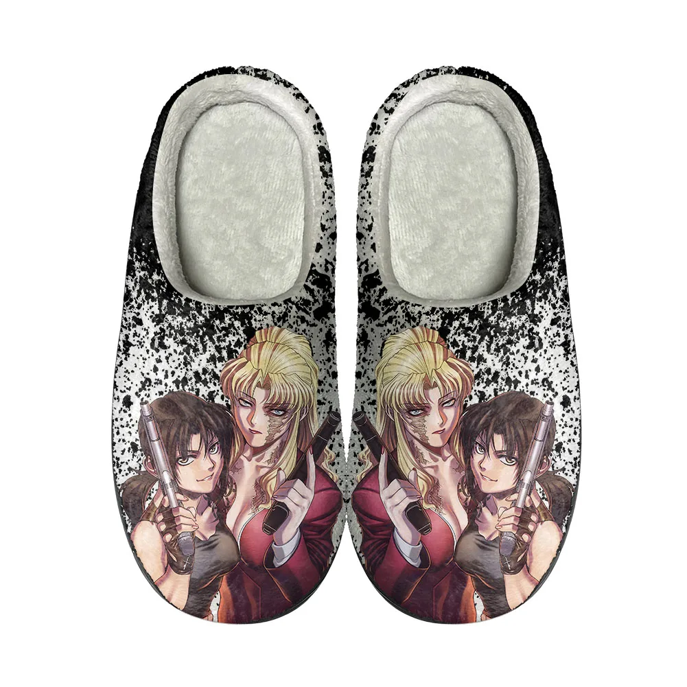 Anime Black Lagoon Home Cotton Custom Slippers Mens Womens Sandals Plush Rock Band Casual Keep Warm Shoes Thermal Slipper