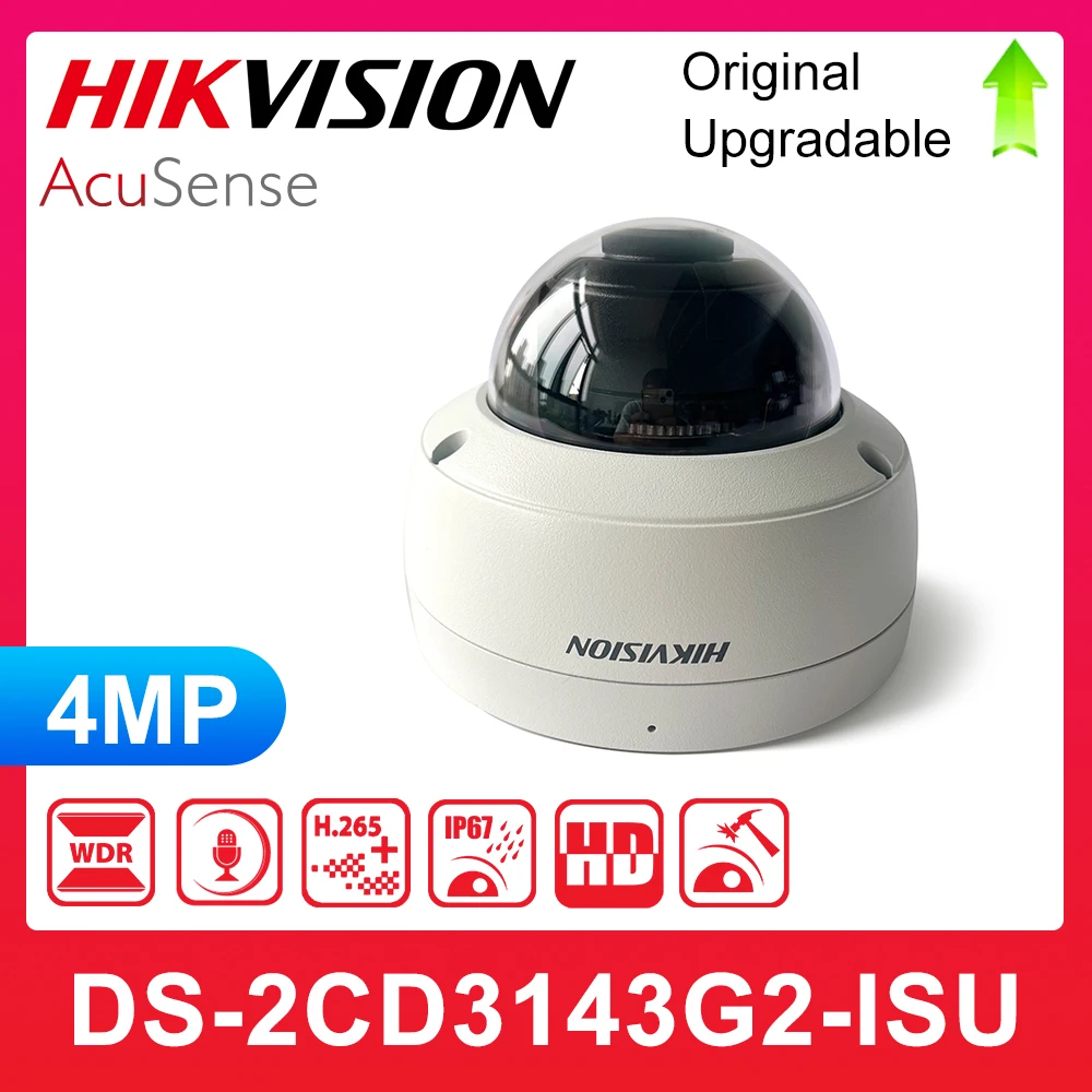 Original Hikvision DS-2CD3143G2-ISU 2K 4MP AcuSense Fixed Dome Network Camera IP67 H.265+