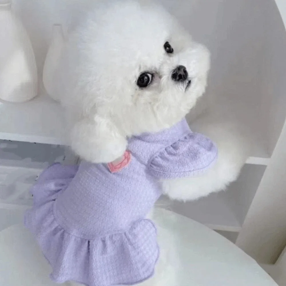 

Cute Breathable Mesh Dog Princess Dress Ruffle Comfortable Dog Costume Flying Sleeve Pet Cake Skirt Party Dress