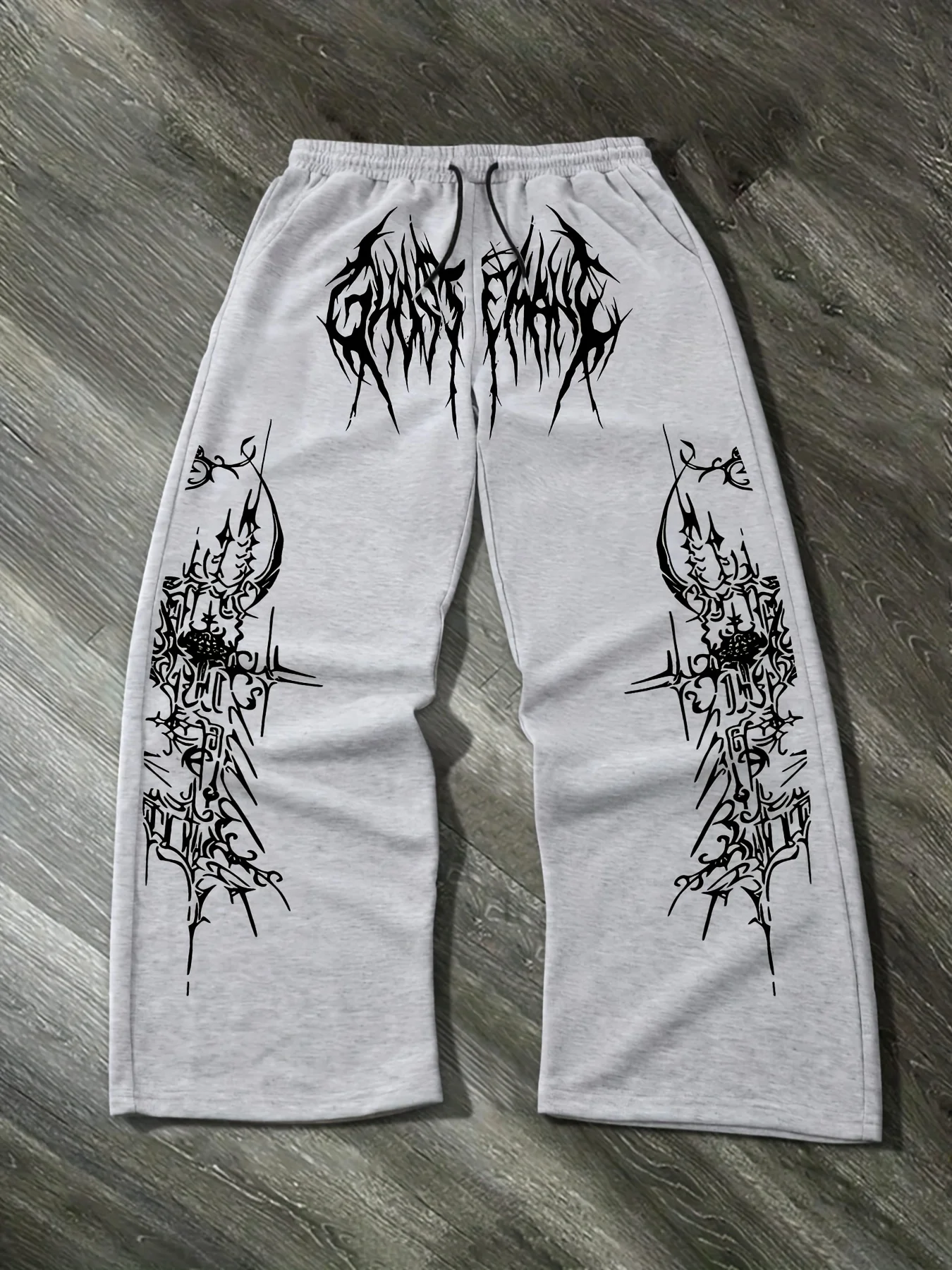 Men's black trousers oversized street hip hop fashion high quality casual jogging pants for daily wear stylish graffiti design