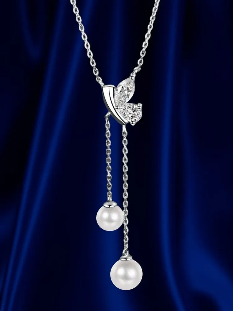  Moissanite Plata Sterling 925 Silver Elegant and Generous Pearl Pendant Necklace Women Jewelry GRA Certified