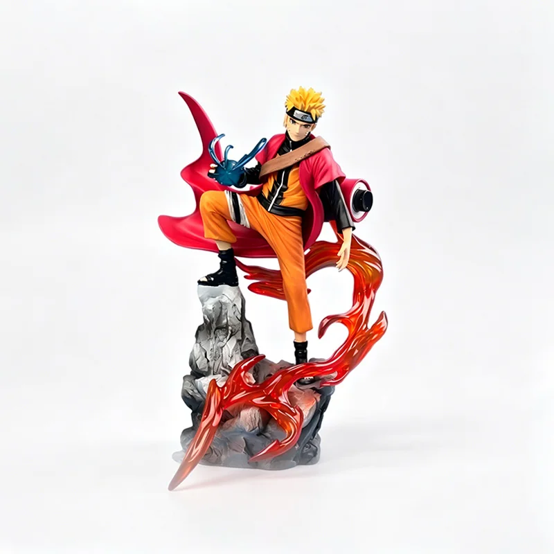 Naruto Uzumaki Sage Mode PVC Anime Action Figure Rock Base Character Model Collectible Scene Display Art Hobby Ornament Decor