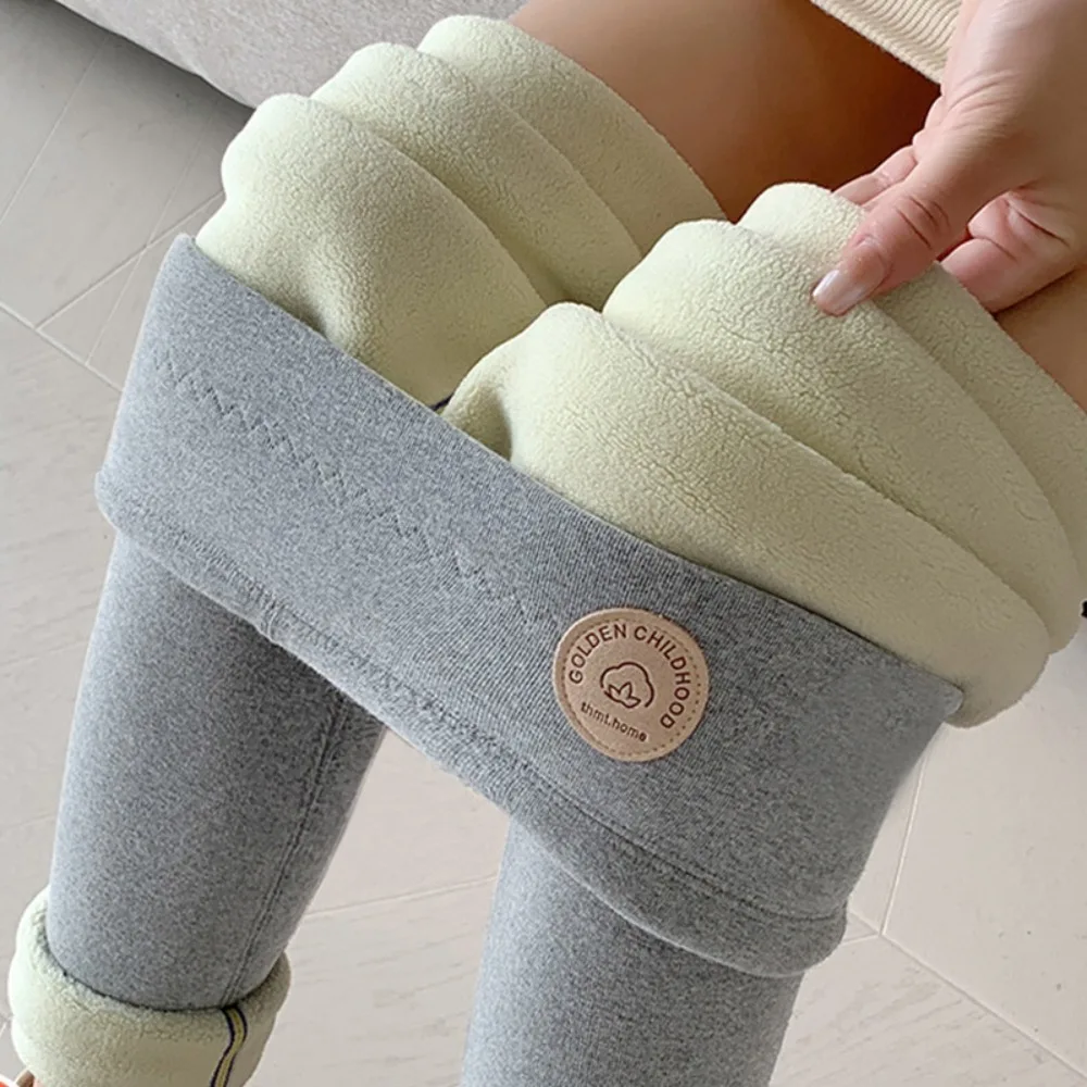 Leggings de mujer a rayas a la moda, pantalones largos gruesos de otoño e invierno, pantalones de lana cálidos ajustados