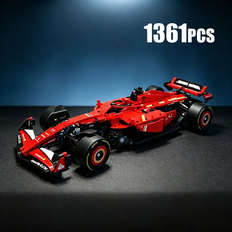 Image of 1361 Teile 1:8 Maßstab Rotes Formel-Rennauto Technisches Mechanisches Modell DIY Montage Bausteine Spielzeug Sammlerstück Geschenk