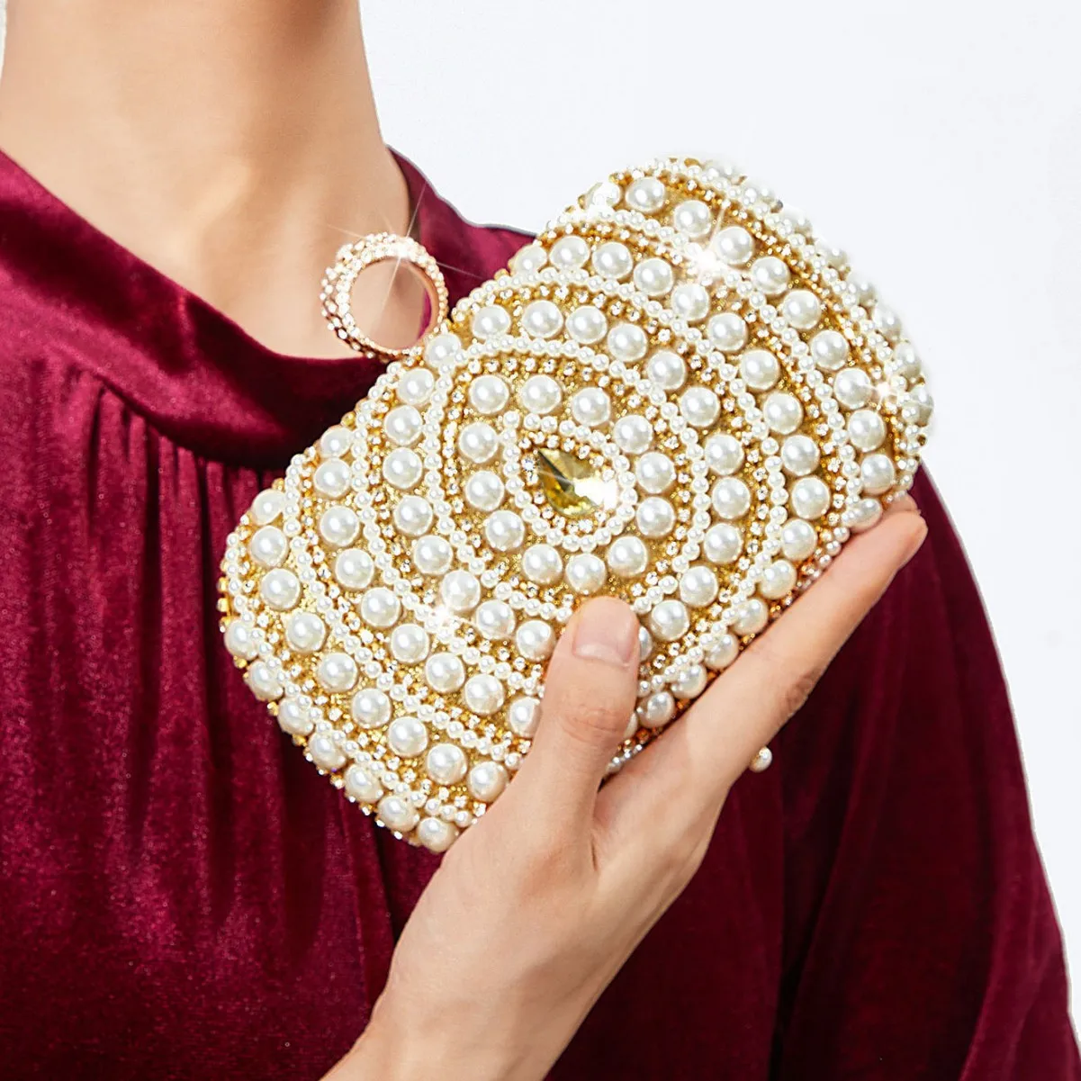 Fashionable Handmade Beaded Diamond Clutch for Women Shining Evening Bag for Wedding and Formal Events