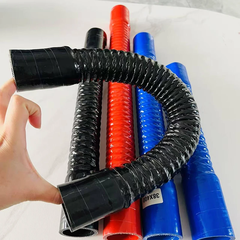 Black Steel Wire Corrugated Tube Silicone Hose High Pressure High Temperature Intake Pipe for Intercooler Air Filter Connection