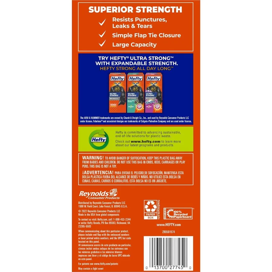 Bolsas de basura grandes multiusos Easy Flaps de 30 galones para eliminación de residuos de alta resistencia, ideales para cocina, baño y uso en exteriores Dura