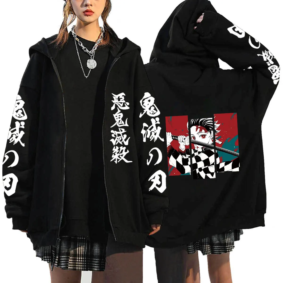 2022 Streetwear Anime Demon Slayer Hoodie Sweatshirts Cosplay Autumn Winter Casual Fashion Mens Women Zipper Hoodies Coat Tops