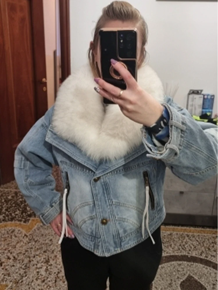 Women's Winter Down Jacket 2024 Short New In Coats & Jackets Natural Fox Fur Collar Genuine Rabbit Hair Lining Luxury Outerwear