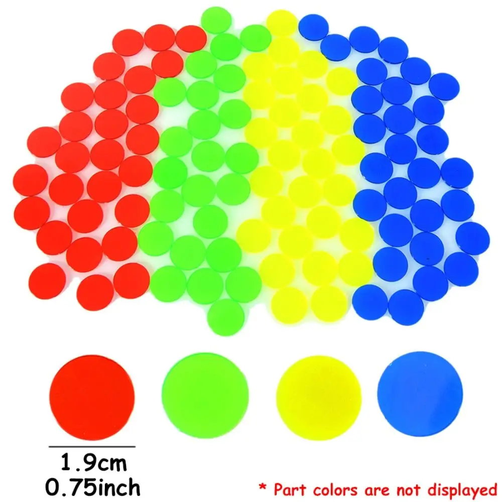 100Pcs Plastic Round Counting Chips Transparent Lightweight Montessori Bingo Chips Colorful Teaching Counters Classroom Supplies
