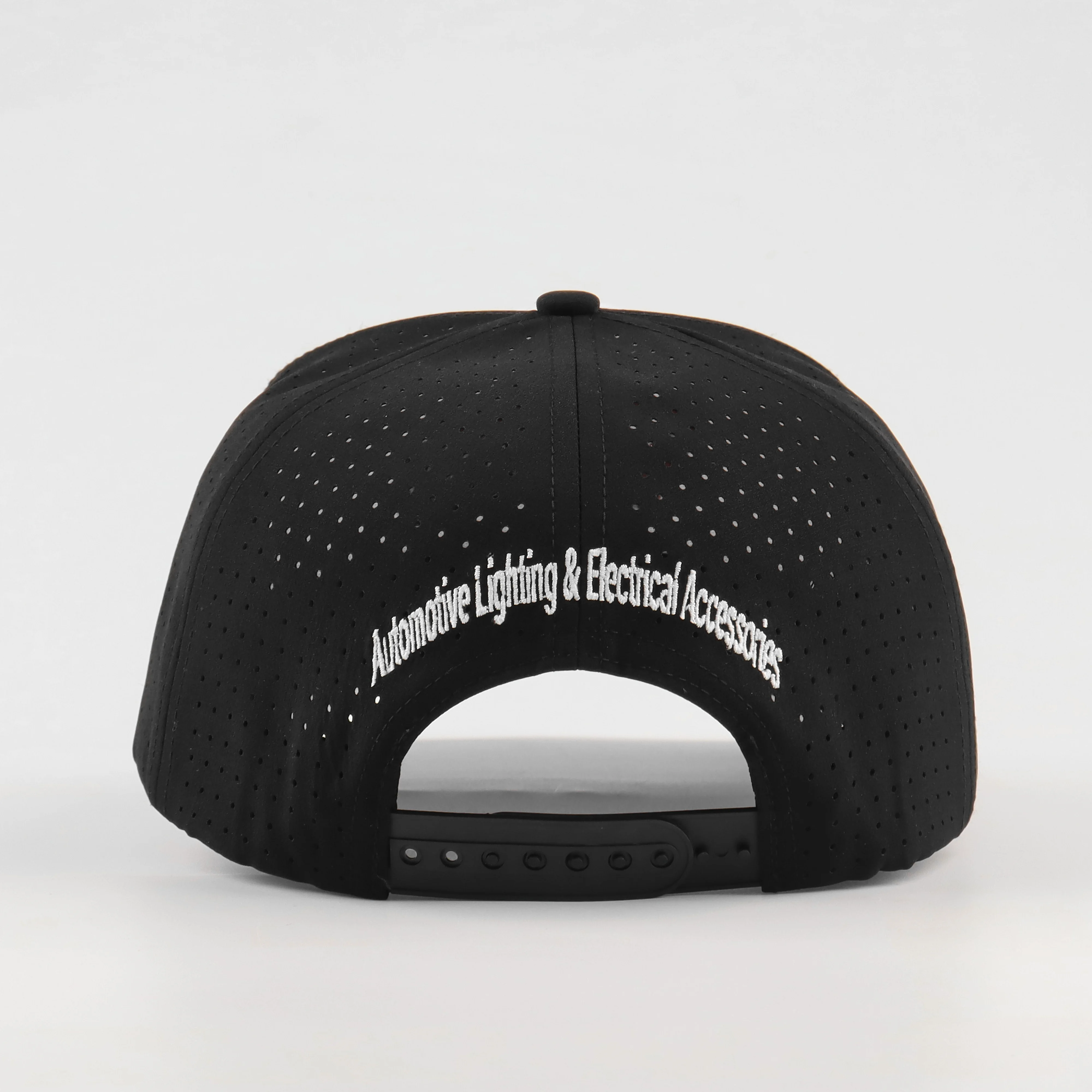 Oem Custom High Quality Men Women White Laser Cut Hole Perforated Dad Hat,5 Panel Curved Brim Woven Patch Logo Rope Baseball Cap