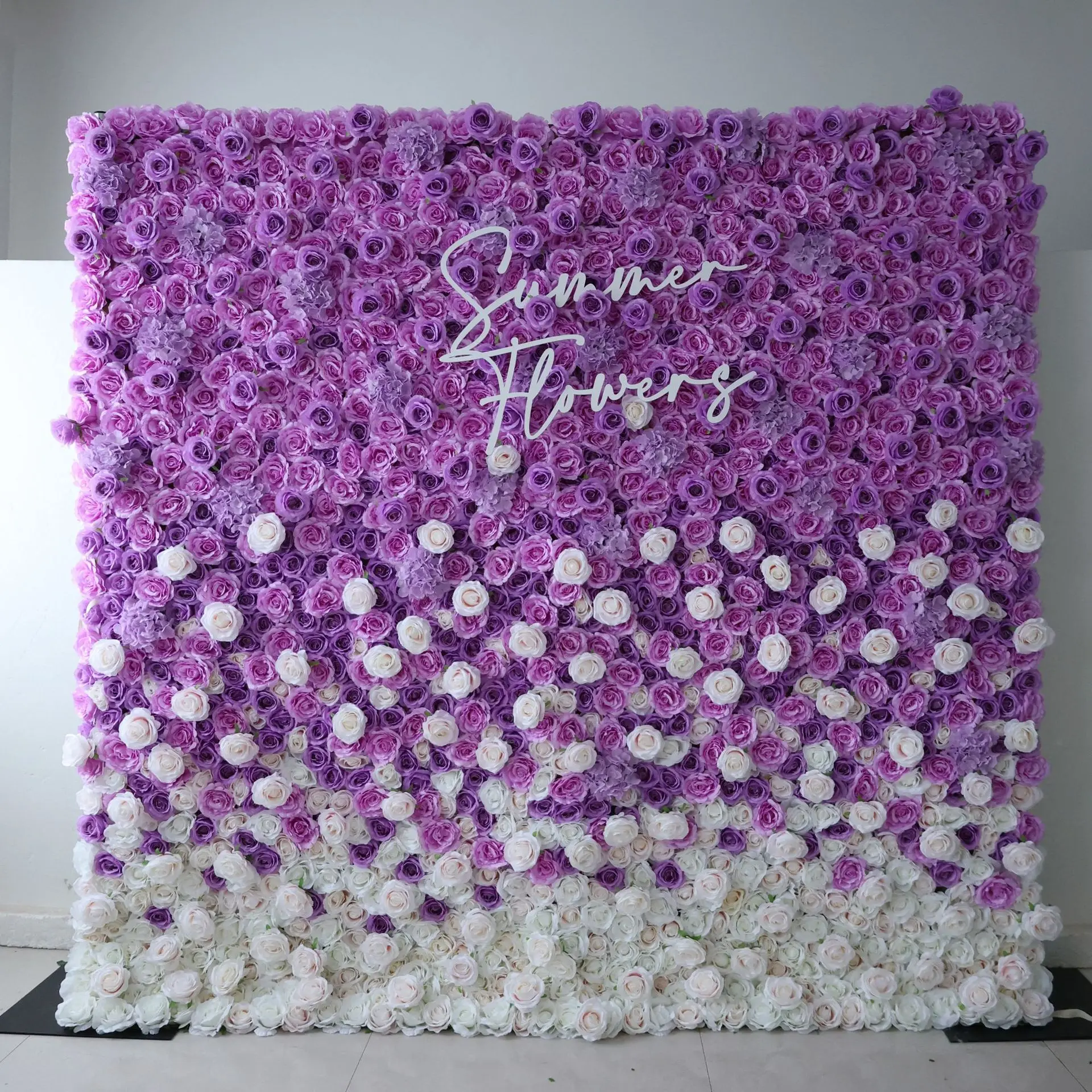 

Luxury 5D gradual color purple white outdoor wedding background Artificial plants flower wall fabric banquet event decoration