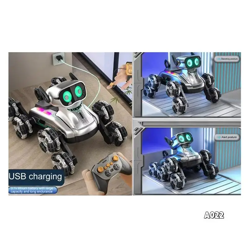 

RC Stunt Drift Robot Dog Робот с дистанционным управлением Собака со световой музыкой 8-колесный контроль с распознаванием жестов для детей