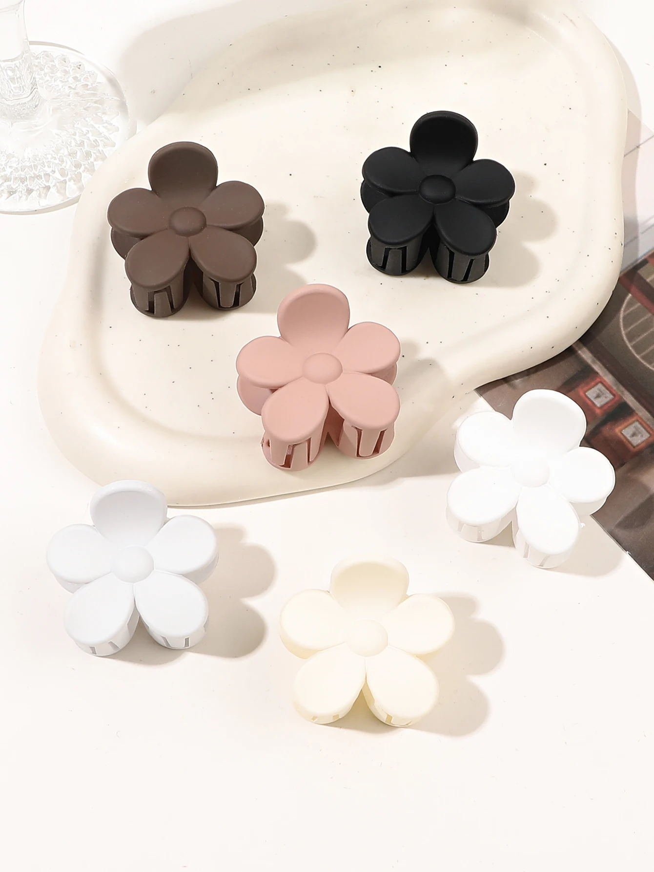 6pcs Flower Clips-Shark Clip for Back of Head Plate Hair Ponytail Hair Claw-Applicable to Ladies and Girls