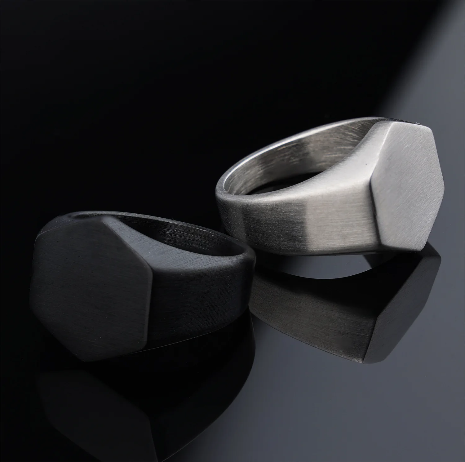 New European And American Minimalist Geometric Engraved Stainless Steel Matte Brushed Ins Style Niche Neutral Ring