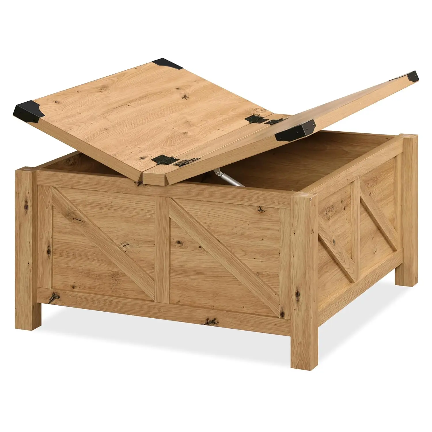 Square Farmhouse Coffee Table With Storage For Living Room, 30x30 Inch Wooden Dining Center Table With Gas Spring Flip-Top For