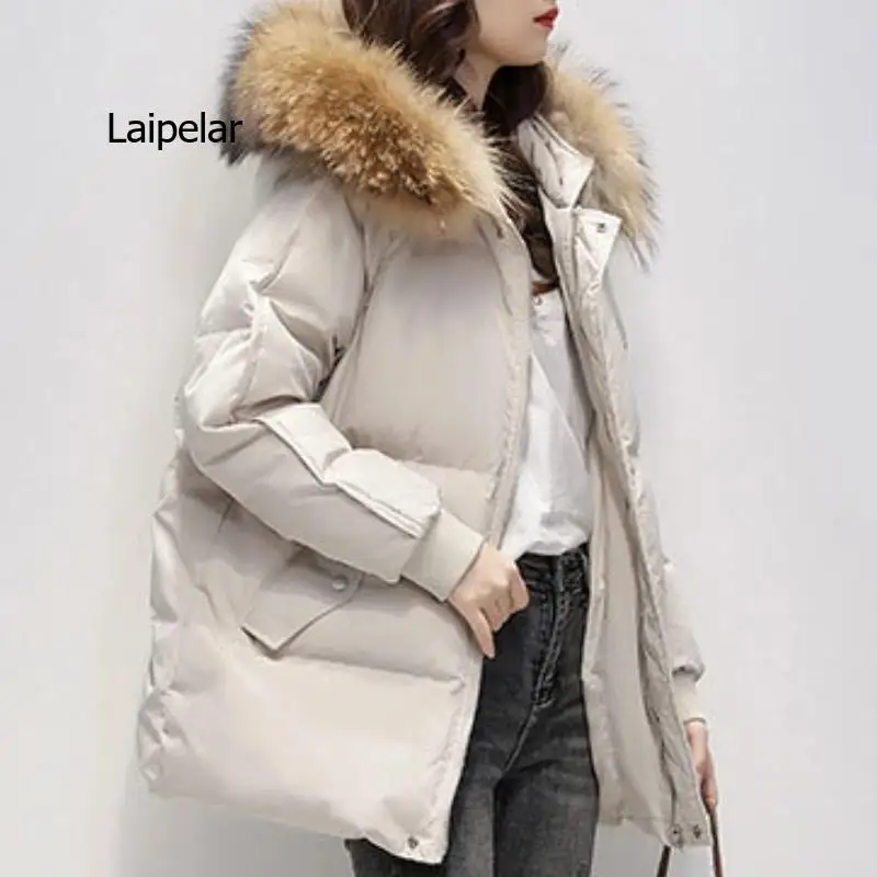 Women\'s Hooded Parka Pure Color Casual Thicken Jacket Korean Fashion Long Sleeve Women\'s Jacket 2022 Winter New Down Jacket