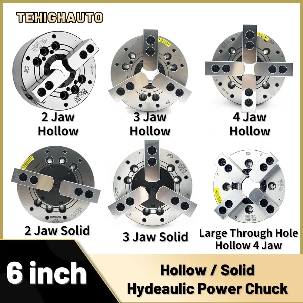 Hydraulic Chuck Hollow/solid 2/3/4Jaws A5 Flange Hydraulic Pressure Chuck 6 Inch 152.4mm  for for Cnc Lathe Machining Center