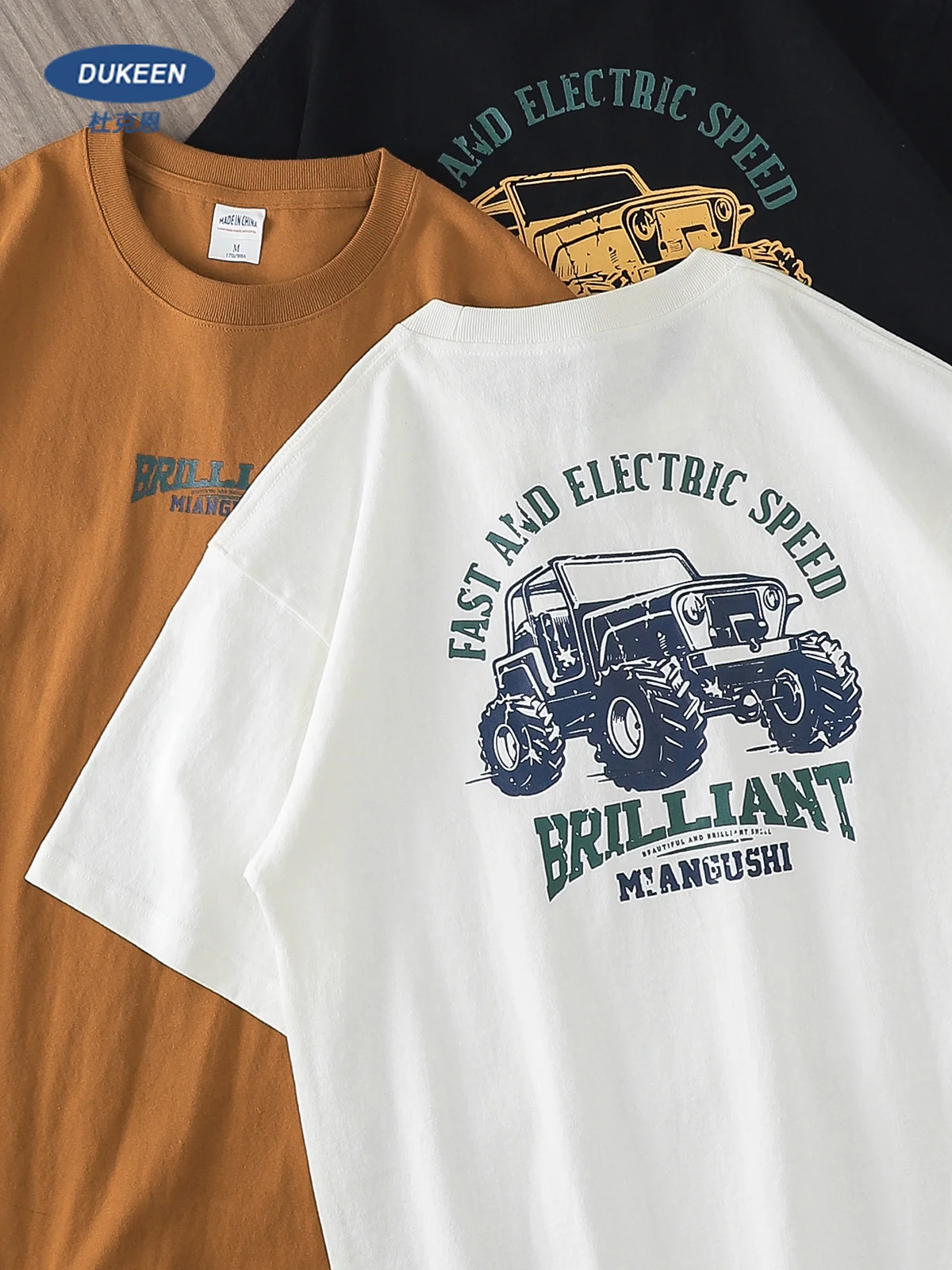 

Футболка Dukeen 320G мужская с принтом багги, плотная дышащая хлопковая рубашка с коротким рукавом, в стиле ретро, на лето