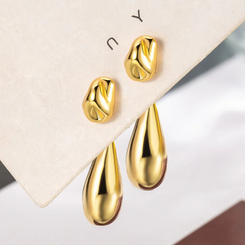 Water Droplet Shaped Earrings Two Ways To Wear Simple Design Personality Simplicity High-End Feeling Earrings Accessories e1247