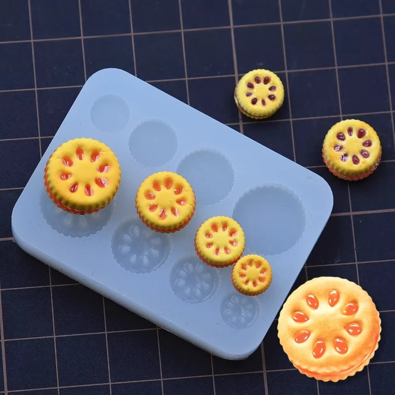 Mini galletas molde de silicona mermelada sándwich galletas molde arcilla ultraligera Diy Mini relleno postre herramienta de arcilla polimérica de formación rápida