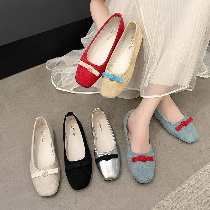 

2025 Designer Flats Fashion Bowknot Women Mary Jane Shoes Retro Style Ladies Comfort Slip-on Soft Sole Ballerina Shoes