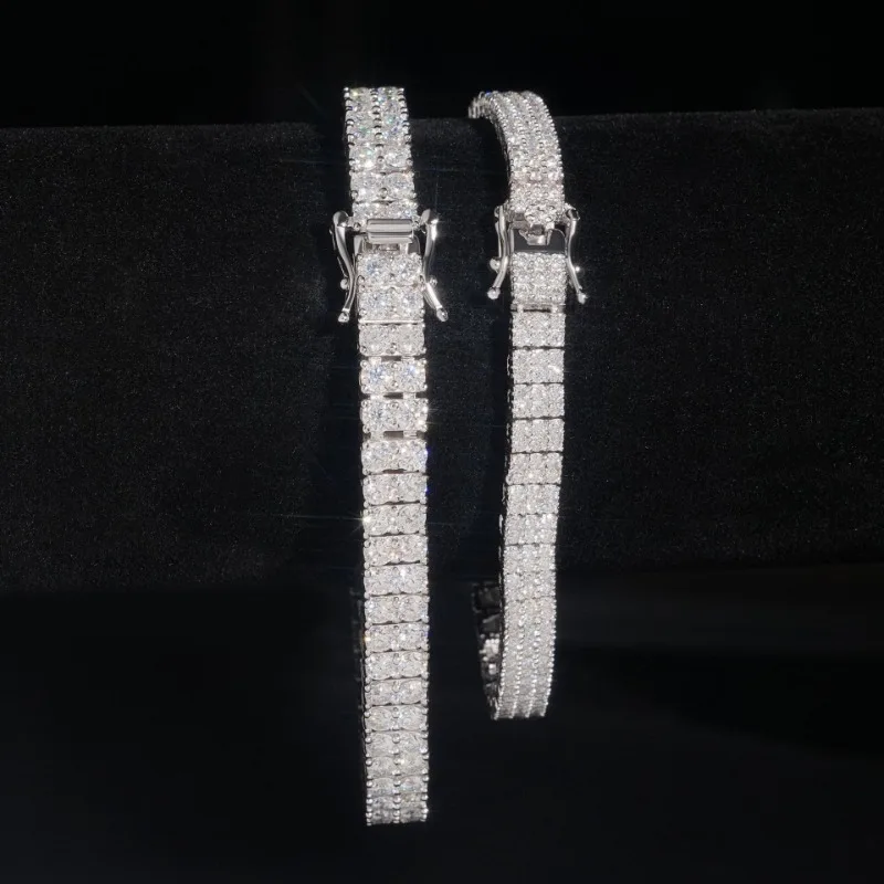 2-3 Rows D Color Moissanite Tennis Chain Bracelet Hiphop 925 Silver 6.6MM Shina Diamond Link Bracelets Pass Tester Wholesale